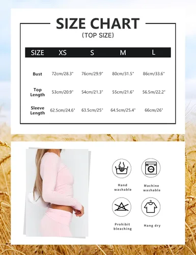 Vista 5 de ICOBID Conjunto de 2 piezas para mujer, camiseta corta básica de manga larga y leggings acampanados, pantalones de yoga de cintura baja