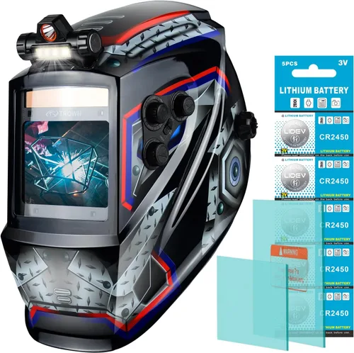 Vista 16 de TRQWH Welding Helmet Auto Darkening Large Viewing True Color Solar Powered Welding Mask with 4 Arc Sensor Adjustable Wide Shade Range 4~5-8/9-13