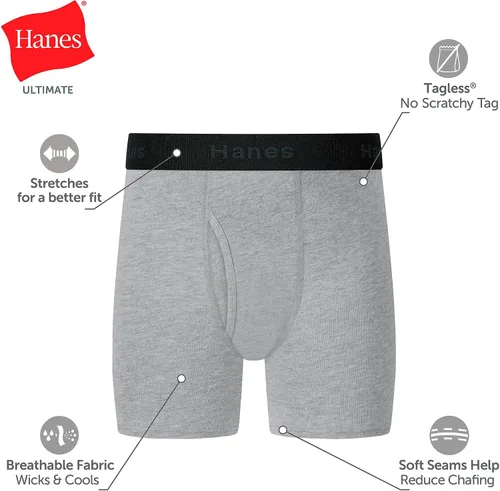 Vista 2 de Hanes Paquete de 8 o 12 calzoncillos tipo bóxer para niños, ropa interior elástica de algodón para niños y niños pequeños