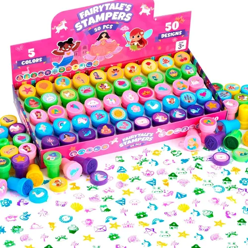 Vista 10 de JOYIN 50 sellos de animales para niños, con 50 diseños diferentes, granja, animales marinos, sellos para manualidades, caja de premios juguetes