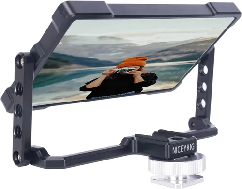 Vista 10 de NICEYRIG Pro Selfie Mirror Mount Vlog Vlogging para iPhone y Android Teléfono Celular 6.7'' 6.5'' 6.1'', Espejo de pantalla abatible de 360°