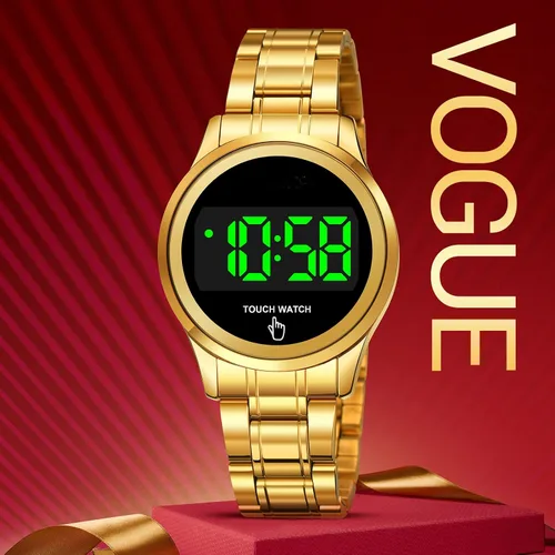 Vista 4 de Relojes de pulsera de lujo de moda digital LED táctil para mujer mujer minimalista simple vestido de acero inoxidable