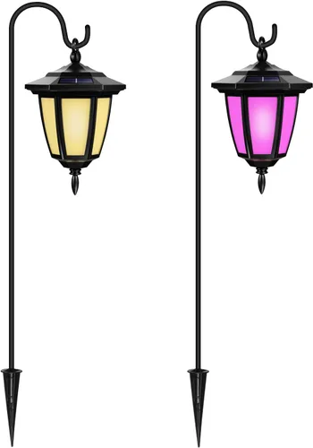 Vista 11 de Luces Colgantes Solares de 34 Pulgadas, Luces de Gancho de Pastor con 4 Modos de Iluminación, Impermeables, Luces de Linterna Solar Decorativas