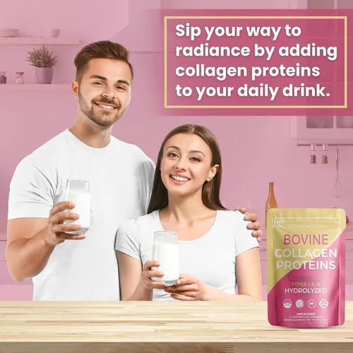 Vista 4 de Healthy Living Proteins – Bovino hidrolizado – Proteína de colágeno tipo 1 y 3 sin sabor – Polvo de colágeno – Alimentado con pasto – Rasied Rasied