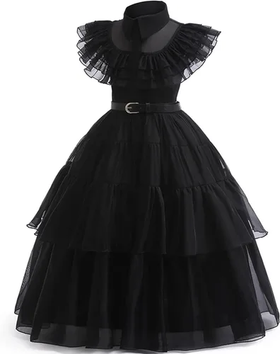 Vista 3 de Disfraz de Halloween para niñas, disfraz de cosplay con peluca, cinturones y accesorios, 3T-12T