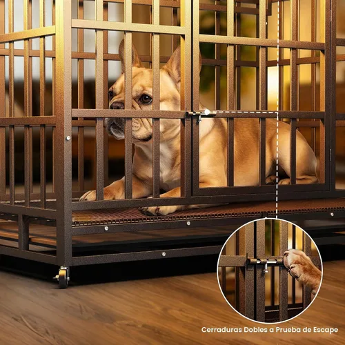 Vista 2 de Hiwokk Jaula para perros resistente de 38 pulgadas, perrera indestructible