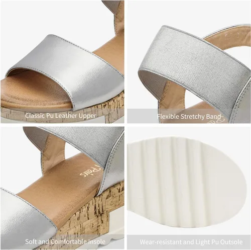 Vista 3 de DREAM PAIRS - Sandalias de plataforma planas para mujer con correa al tobillo y punta abierta