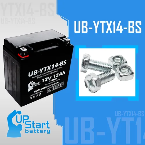 Vista 5 de Repuesto para Honda TRX300, FW FourTrax 300 1991, 4x4 300 CC activado de fábrica, sin mantenimiento, batería ATV - 12V, 12AH, UB-YTX14-BS