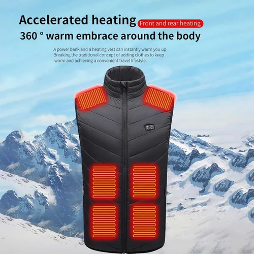 Vista 2 de YMADREIG Chaleco térmico ligero actualizado para hombres y mujeres, chaqueta térmica con carga USB inteligente, 11 zonas de calefacción