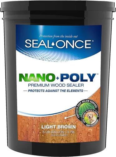 Vista 32 de Sellador Seal-Once Nano+Poly de madera penetrante con poliuretano, sellador impermeable de alta calidad, 1 galón, negro Sellador impermeable
