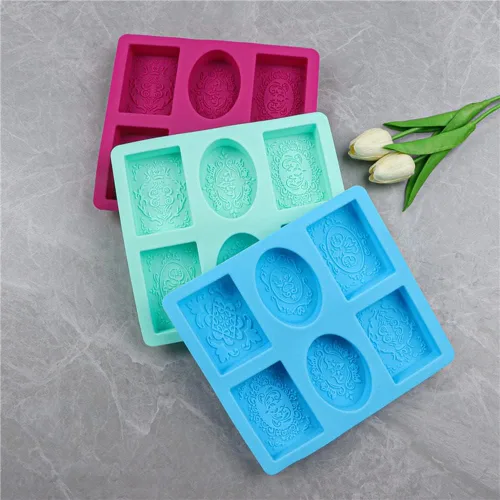Vista 8 de Moldes de jabón para hacer jabón, paquete de 2 moldes de silicona para jabón, molde de jabón hecho a mano, rectangular, ovalado y formas de flores