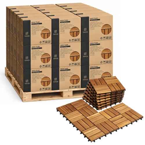 Vista 32 de Azulejos de cubierta premium, 10 piezas de suelo de patio - teca