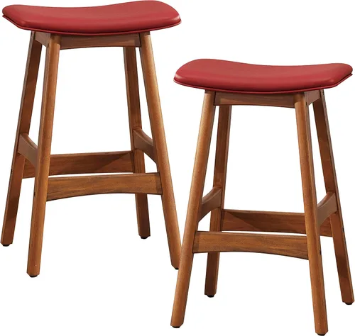 Vista 6 de Lexicon Springfield Taburete de altura de asiento de silla de montar (juego de 2), 25 pulgadas SH, negro mate