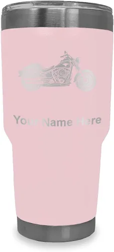 Vista 23 de LaserGram Vaso personalizado de 20 onzas, motocicleta (negro) Regalo grabado para motociclistas, acero inoxidable aislado al vacío, grabado