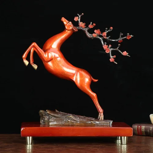 Vista 3 de Chinese feng shui statue sculpture Pure Copper Crafts Deer Statue Copper Deer Decoration Home Living Room Wine Cabinet Deer Ornament Housewarming