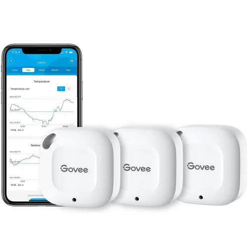 Vista 9 de Govee Termómetro higrómetro Bluetooth, termómetro inalámbrico, mini sensor de humedad con alerta de notificación, almacenamiento y exportación