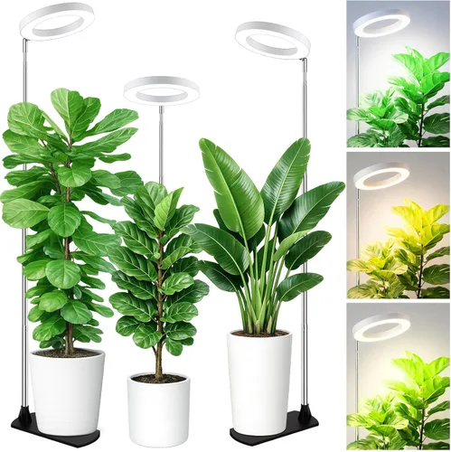 Vista 21 de LBW Luces de cultivo para plantas de interior, luz de espectro completo de 6.3 pulgadas con base, lámpara de cultivo ajustable de altura de 59