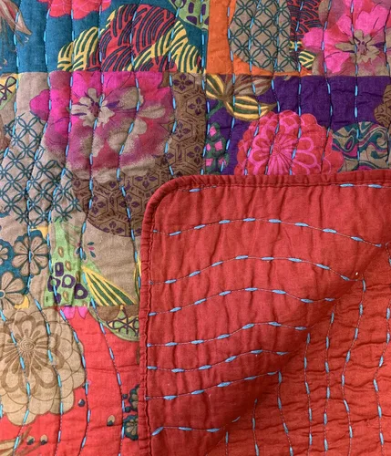 Vista 5 de Greenland Home Jewel Manta de Tiro 100% Algodón con Acolchado Estilo Kantha, Multicolor