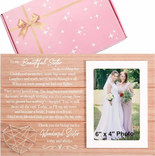 Vista 16 de Regalo de marco de fotos de boda para dama de honor de la novia, despedida de soltera, ducha nupcial para mejores amigas, hermana, mejor amiga - "Él