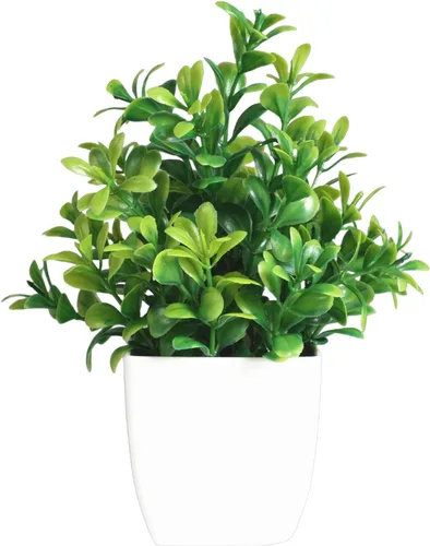 Vista 3 de AkoMatial Plantas artificiales en maceta Plantas artificiales en maceta de eucalipto falso pequeño bonsái realista buscando hotel D