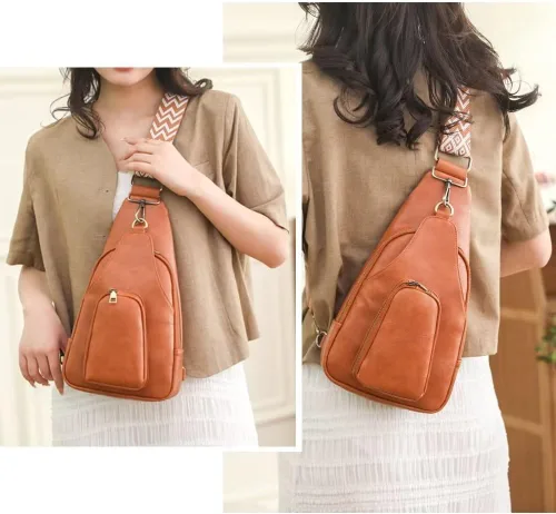 Vista 2 de Bolso bandolera para mujer, diseño vintage, bolso cruzado en el pecho, impermeable, riñonera ligera para viajes y senderismo