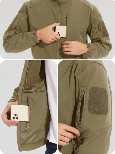 Vista 2 de TACVASEN Chaqueta táctica para hombre con capucha, resistente al agua, para operaciones especiales, capa softshell militar