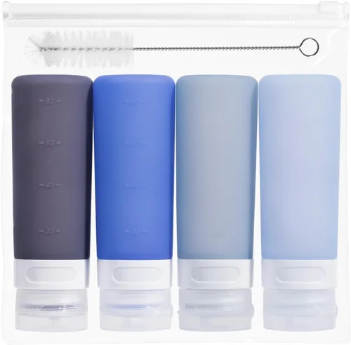 Vista 21 de MICEBAY Botellas exprimibles de condimentos para salsas, mini recipiente de silicona para aderezo de ensalada de 1 onza para llevar con bolsa