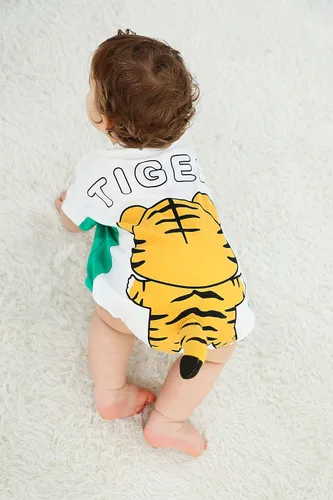 Vista 8 de TONWHAR Body unisex de algodón para bebé, de manga corta, para bebés, niños y niñas, overol de animales para verano