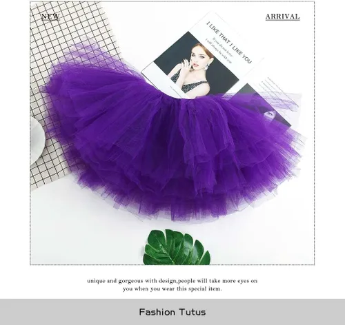 Vista 39 de REETAN Falda tutú de ballet de 6 capas de tul corto tutús para mujer