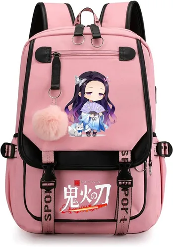 Vista 16 de Mochila de anime para niñas con puerto de carga USB 20L, mochila escolar para adolescentes, mochila grande para computadora portátil para viajes uso