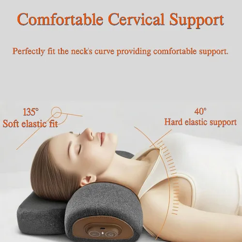Vista 3 de Almohada masajeadora 3 en 1 para el cuello con calor, almohada de masaje de tejido profundo para relajación del cuello (Gris Oscuro)