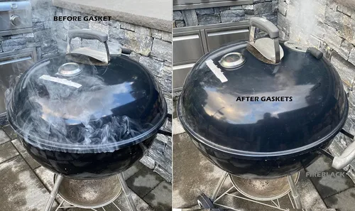 Vista 3 de FireBlack 125 Negro Nomex Auto Stick Reemplazo para Big Green Egg Junta alta temperatura con LavaLock LG XL