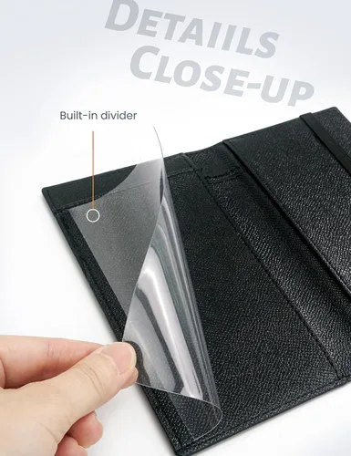 Vista 126 de Yarnic Funda para chequera personal, soporte para chequera con soporte para bolígrafo y divisor de plástico transparente integrado para cheques Rosa
