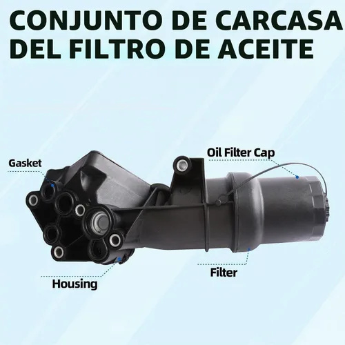 Vista 3 de MITZONE - Carcasa de filtro de aceite compatible con 2005-2014 Volkswagen Beetle Golf Jetta Rabbit Passat Audi TTRS 2.5L Reemplaza 07K115397D