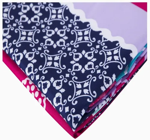 Vista 4 de A&L - 1 cortina de ducha para niños de 70 x 72 pulgadas, diseño de medallón floral aguamarina, decoración de baño, diseño de rayas de enrejado