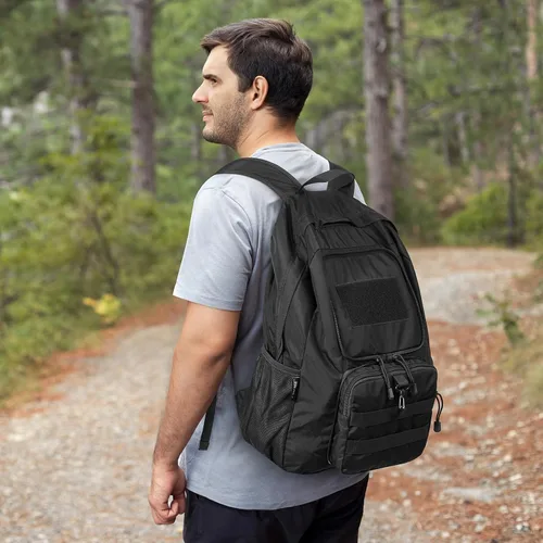 Vista 7 de G4Free Mochila ligera plegable de 30L para viajes de senderismo, mochila plegable resistente al agua para hombres y mujeres (negro)