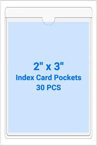 Vista 91 de 30 PCS Clear Self Adhesive Plastic Label Pockets, Top Loading Business & Library Index Card Holders, Peel and Stick Sleeves for Storage Bins, Totes