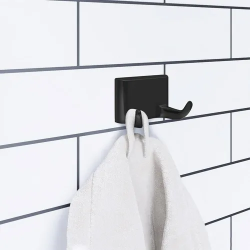 Vista 5 de Design House 544593 Millbridge Gancho Doble para Batas Resistente de Montaje en Pared Hardware de Baño Negro Mate