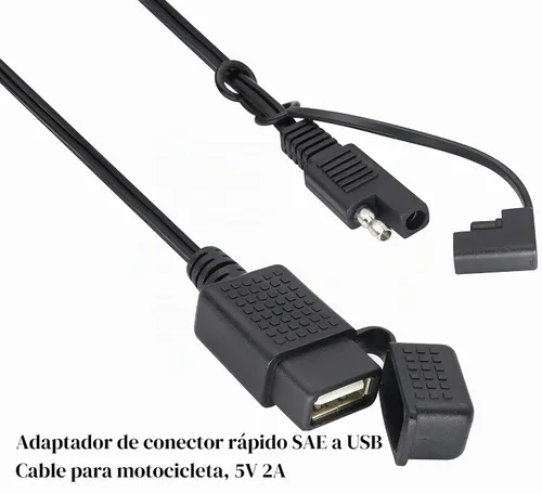 Vista 3 de 18AWG a USB Cable con conector de alimentación de puerto USB impermeable SAE a 2.1A - 3.2 pies/1M, a prueba de polvo, 12-24V a 5V 2A adaptador