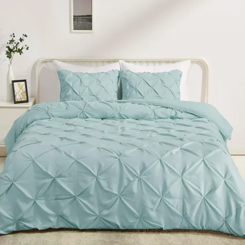 Vista 8 de Amazon Basics - Juego de ropa de cama con edredón de plumón sintético de dos piezas, suave y ligero, para todas las estaciones, con pliegues