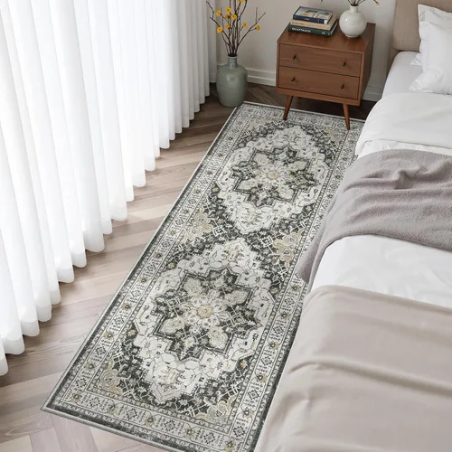 Vista 58 de Madane Alfombra lavable de 2 x 3 pies, alfombra de entrada pequeña, antideslizante, vintage, para entrada interior, alfombra de pelo bajo