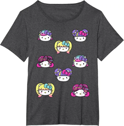 Vista 29 de hello kitty Kawaii Multi peinado Tee, Azul (Heather blue)