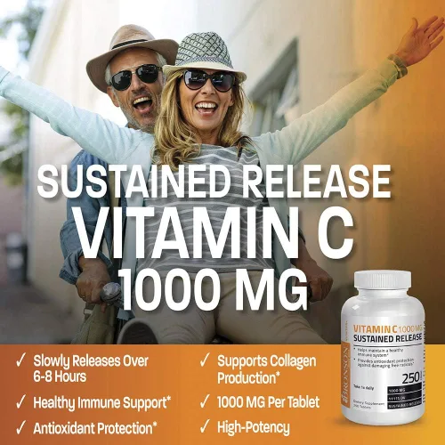 Vista 3 de Bronson Vitamina C 1000 mg de liberación sostenida de ácido ascórbico sin OMG, 250 tabletas