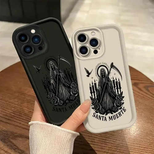 Vista 2 de Santa Muerte Grim Reaper Skull Phone Case，Black：Fits iPhone 14 Pro Max Negro