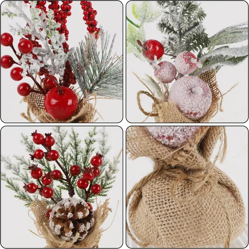 Vista 6 de winemana - 6 piezas de mini decoración de mesa de árbol de Navidad, centros de mesa navideños