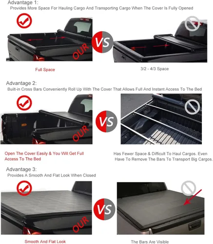 Vista 8 de Funda de cama impermeable de 4 pies 6 pulgadas para Maverick 22-24, suave y enrollable para Ford Maverick 2022+ sin sistema de seguimiento