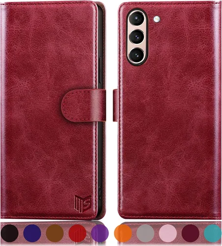 Vista 10 de SUANPOT Funda tipo cartera para Samsung Galaxy S21 FE 【Bloqueo RFID】 Soporte para tarjetas de crédito, funda de piel sintética con tapa para Negro