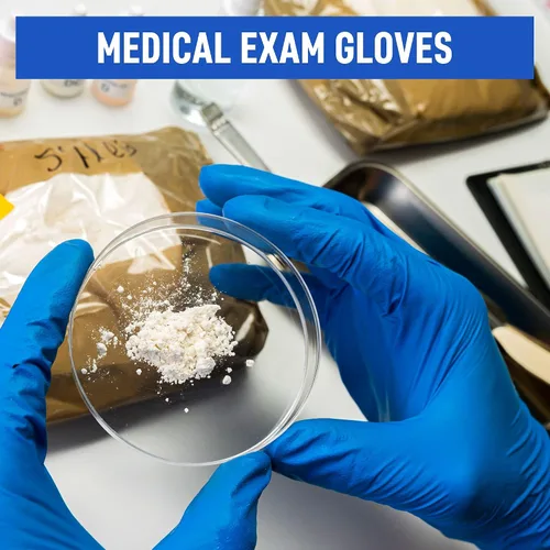 Vista 2 de Guantes de nitrilo desechables sin polvo - Paquete de 100 - Guantes de examen médico