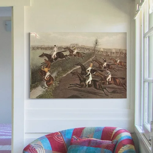 Vista 5 de Renditions Gallery The Grand Steeple Chase II - Arte de pared, ecuestre británico, arte de caballo, colorido, decoración en lienzo de alta calidad
