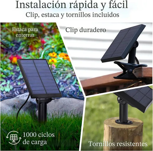 Vista 4 de Brightech Ambience Pro - Guirnalda de luces LED impermeables para exteriores con energía solar – Luces de patio de grado comercial con bombillas